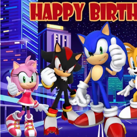 Sonic Happy Birthday Back Drop - Picture 5 of 6